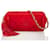 Chanel Sac à bandoulière en daim matelassé à chaîne cylindrique et pompons Suede Rouge  ref.733136