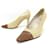 CHANEL SHOES PUMPS 38 TWO-TONE BEIGE AND BROWN LEATHER PUMPS SHOES  ref.736864