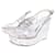 CHANEL G SHOES26744 Wedge sandals 38 SILVER LEATHER & PVC SHOES Silvery  ref.736877