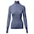 Ganni High Neck Zip Pullover aus blauer Merinowolle  ref.740256