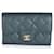 Chanel Blue Quilted Caviar Flap Card Holder Wallet Blau Leder  ref.744235