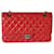 Timeless Bolso con solapa con forro clásico mediano de piel de cordero granate de Chanel Roja  ref.744247