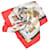 Hermès Hermes Red Chiffres et Monogrames Silk Scarf Cloth  ref.744582