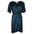 Diane Von Furstenberg Vestido midi de seda azul-petróleo Genevieve Verde  ref.749247
