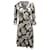 Diane Von Furstenberg Robe portefeuille vintage à fleurs en soie bleu marine  ref.753906