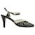 Chanel Black Laser Cut Heels with Faux Pearls Leather  ref.754158