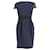 Alberta Ferretti Lace-Trimmed Shift Dress in Navy Blue Polyester  ref.754285