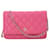 Wallet On Chain Carteira Chanel em corrente Rosa Couro  ref.754609