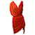 Lanvin Vestido drapeado assimétrico com bainha em viscose laranja Fibra de celulose  ref.755740