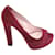 Miu Miu Peep-Toe Crystal Heel Pumps in Burgundy Velvet Dark red  ref.755855