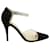 Sandalias Chanel con tira al tobillo y PVC en satén negro  ref.755903