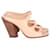 Burberry Cut Out Wooden Heels in Nude Leather Brown Flesh  ref.755923