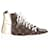 Louis Vuitton Monogram Stellar Sneaker Boots with Gold Patent Leather Panel in Brown Leather  ref.756022
