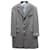 Burberry Herringbone Single-Breasted Topcoat in Grey Wool  ref.756101