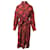 Hermès Vestido camisero Hermes Rope Print en seda roja  ref.756118