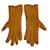 Chanel-Handschuhe aus hellbraunem Wildleder und Lammfell mit CC-Knopfgröße 7,5 Karamell Schweden  ref.757302