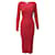 Ganni RIbbed Knit Long Sleeve Midi Dress in Red Wool  ref.757417