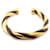 Hermès VINTAGE HERMES TORSADE BRACELET 14.5 BURGUNDY LEATHER GOLD METAL LEATHER BANGLE  ref.758140