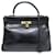 Hermès VINTAGE HERMES KELLY HANDBAG 32 BLACK BOX LEATHER RETURNS LEATHER HAND BAG  ref.758884