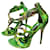 Autre Marque Gianmarco Lorenzi green snake jewel sandals Leather  ref.759069