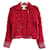 Christian Dior x Galliano AW04 Chaqueta motera de lana roja y cuero con tachuelas  ref.759714
