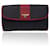 Yves Saint Laurent Bolso Clutch Vintage Lona Textura Gris Rojo  ref.760234