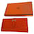 Béarn Hermès Brand New Hermes Bearn Ostrich Leather Wallet Orange  ref.761074