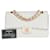 Superb Chanel Timeless Medium handbag 25cm with lined flap in white quilted lambskin Leather  ref.763655