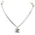 CHANEL PENDANT NECKLACE LOGO CC STRASS & SILVER METAL PEARLS NECKLACE Silvery  ref.765029