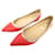 VALENTINO SHOES ROCKSTUD BALLERINAS 37.5 IT 38.5 EN RED LEATHER SHOES  ref.765045