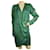 Pinko Turquoise Blue Draped Devore Silk Long Sleeves Mini Dress size 44 Green Viscose  ref.765431