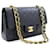 Solapa forrada Chanel Classic 9"Bolso de hombro con cadena de piel de cordero azul marino Cuero  ref.771198