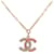 NEW CHANEL PENDANT NECKLACE LOGO CC STRASS MULTICOLOR GOLD NECKLACE Golden Metal  ref.772443