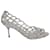 Sergio Rossi Mermaid Cut-Out Crystal Embellished Open Toe Pumps in Silver Leather Silvery  ref.773351