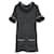 CHANEL Fall 2010 Vestido preto e branco tweed caxemira com franja tamanho grande.36 Multicor  ref.775573