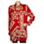 Palm Angels, rote, weiße Paisley-Bluse, lange Bluse mit Druckknöpfen, Jersey-Hemd, Top-Größe 42 Viskose  ref.777709