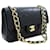 Aba forrada Chanel Classic 9"Bolsa de Ombro em Corrente Pele de Cordeiro Preta Preto Couro  ref.777782