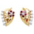 inconnue Boucles d'oreilles vintage, "Feuilles", or rose, diamants, rubis.  ref.778139