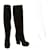 Lanvin Bottes hauteur genou en daim noir Talons hauts Plateforme Chaussures taille 37 Cuir  ref.780598