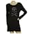 Philipp Plein Camiseta preta manga comprida com strass e caveira vestido mini tamanho GG Preto Viscose  ref.786016
