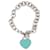 Tiffany & Co "Return to Tiffany" Heart Charm Bracelet in Blue Enamel and Sterling Silver Silvery Metal  ref.788359