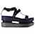 Sandales à plateforme Geta doublées japonaises bleu marine et noir Prada Satin  ref.789814