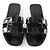 Hermès Hermes Schwarzes Lackleder Oran Flat Slides - vista 7