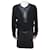 Hermès HERMES TROMPE L'OEIL DRESS M 40 BLACK LAMB LEATHER AND WOOL CALF WOOL DRESS  ref.791483