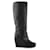 Gucci Black Leather Square Toe Wedge Heel Knee Boots  ref.792742