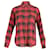 Saint Laurent Camisa de flanela com botão frontal em algodão vermelho e preto  ref.795896