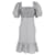 Ganni Gesmoktes Gingham-Kleid mit Puffärmeln aus schwarzem und weißem Polyester  ref.795940