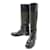 PRADA RIDING BOOTS IN CANVAS AND LEATHER 39 IT 40 FR BLACK LEATHER BOOTS  ref.797225