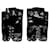 Gants sans doigts en cuir verni noir Chanel avec bordure en maillon de chaîne argentée Cuir vernis  ref.799568