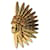 Versace Anel Gianni Raro Metal Dourado Nativo Americano Cristais Indianos  ref.799783